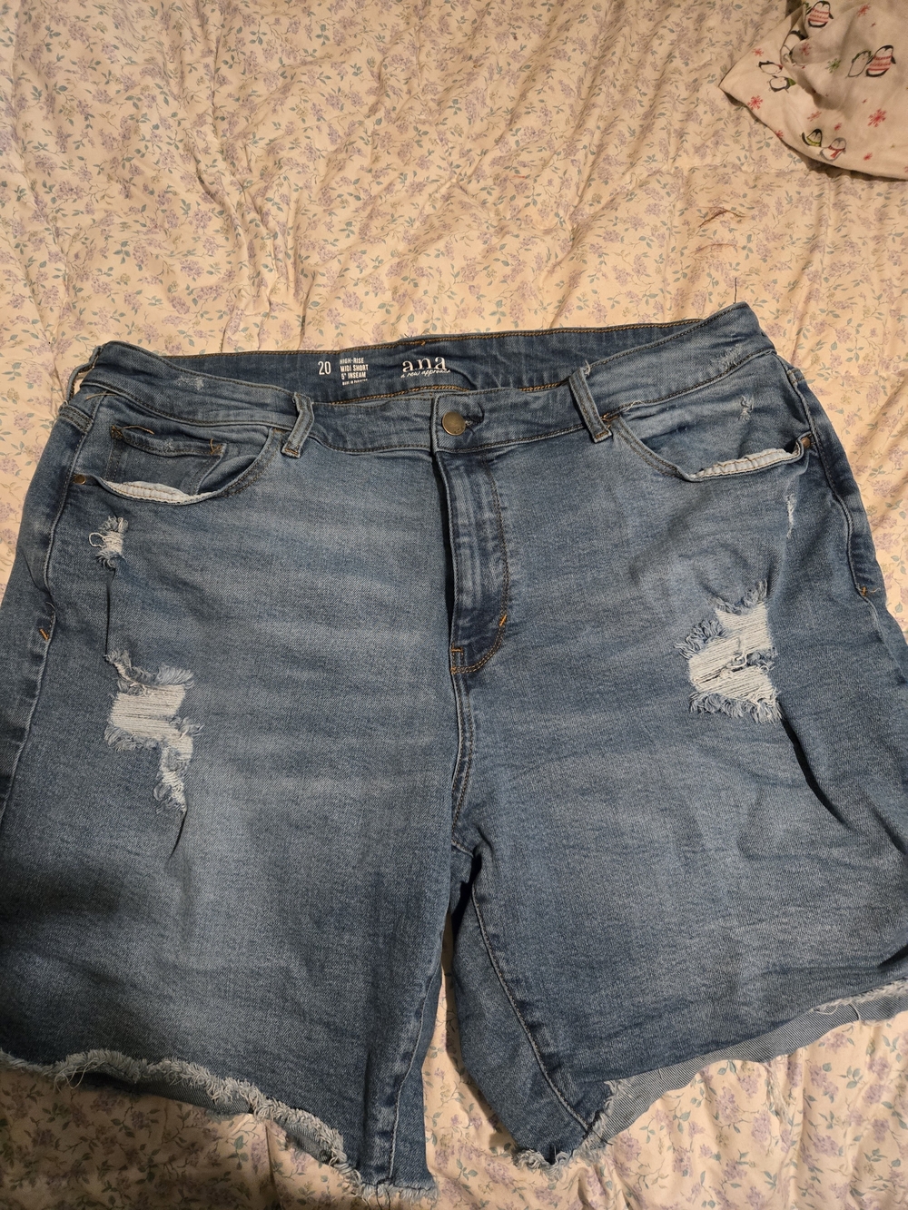 a.n.a Light Blue Distressed Denim Shorts, 20W